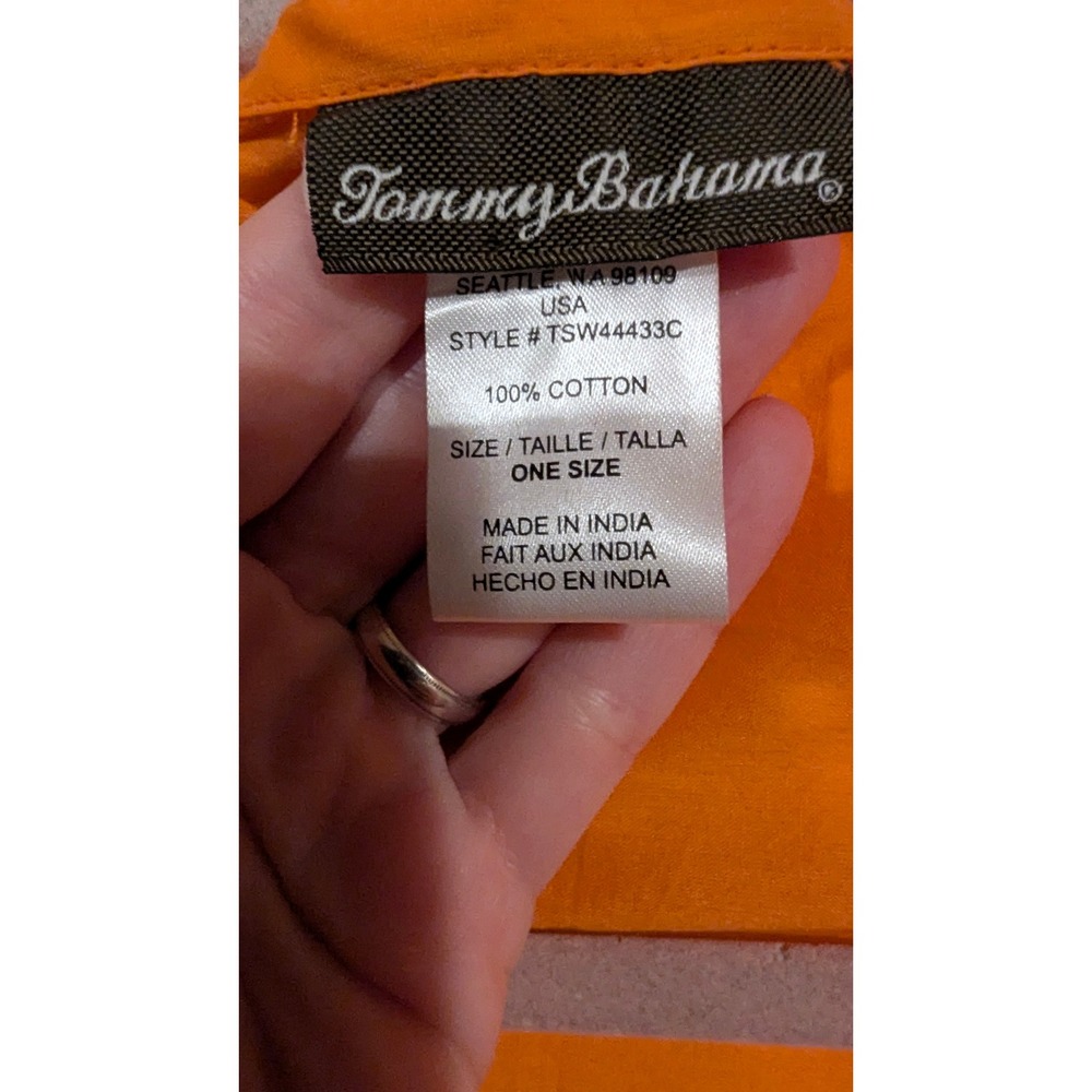Tommy Bahama Scarf One Size Orange Embroidered Fringe Cotton Wrap Beachy - Picture 6 of 6